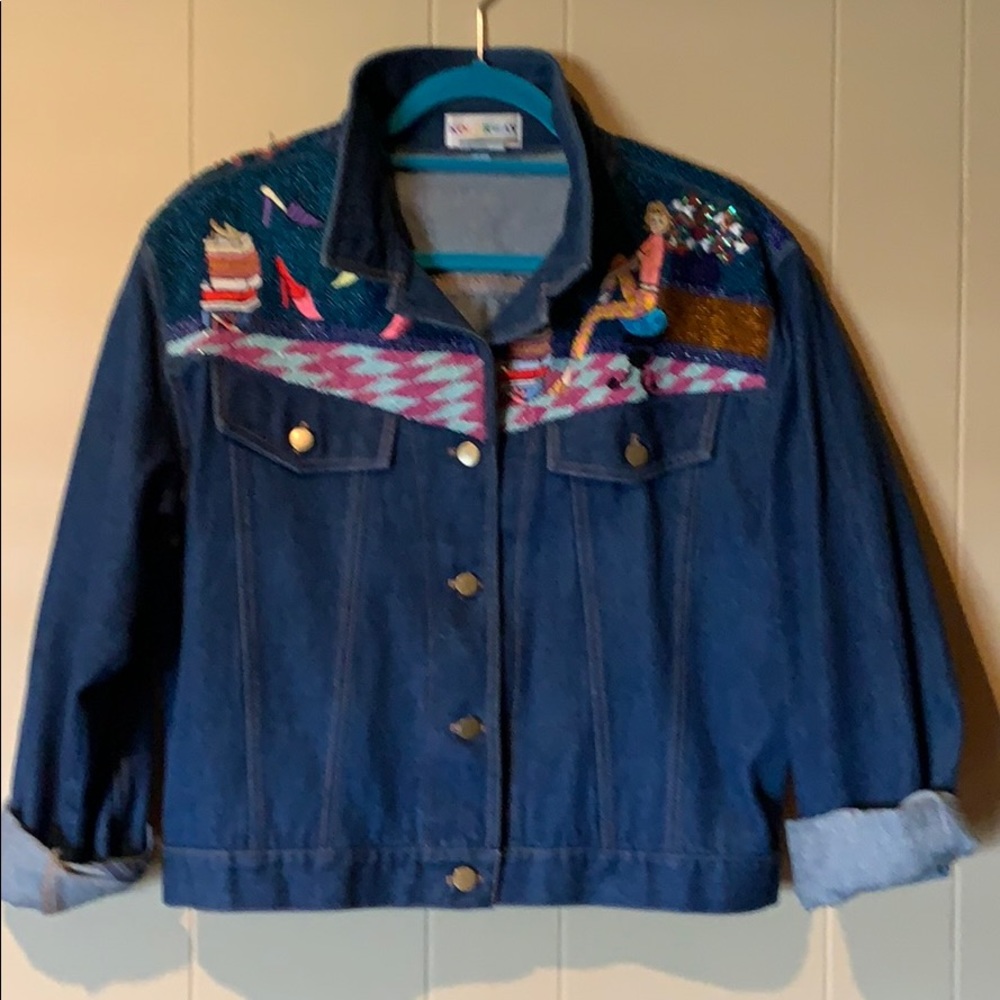 Beaded denim jacket.